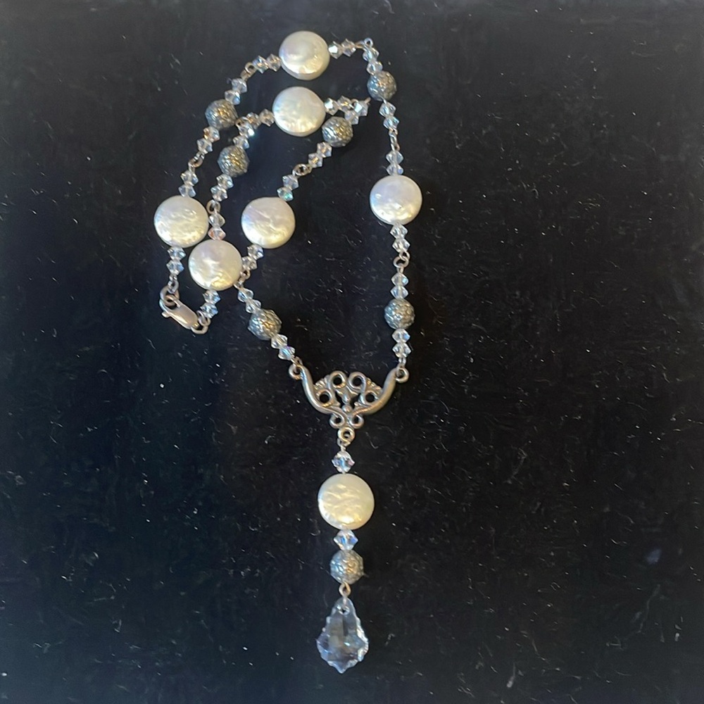 Kabana Sterling Silver, Pearl and Crystal Necklace
